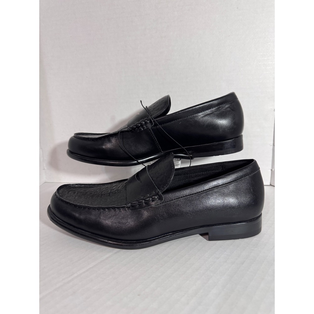 Guess Mens GMCARTTEN-R Black Embossed Logo Penny Loafers Size 11M